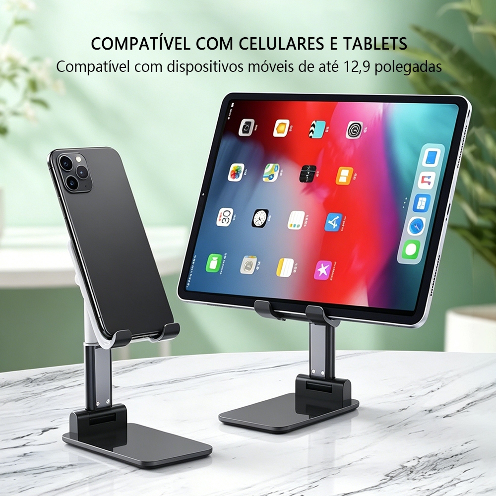 Suporte Para Celular E Tablet Dobrável Portátil Ajustável Apoio Mesa