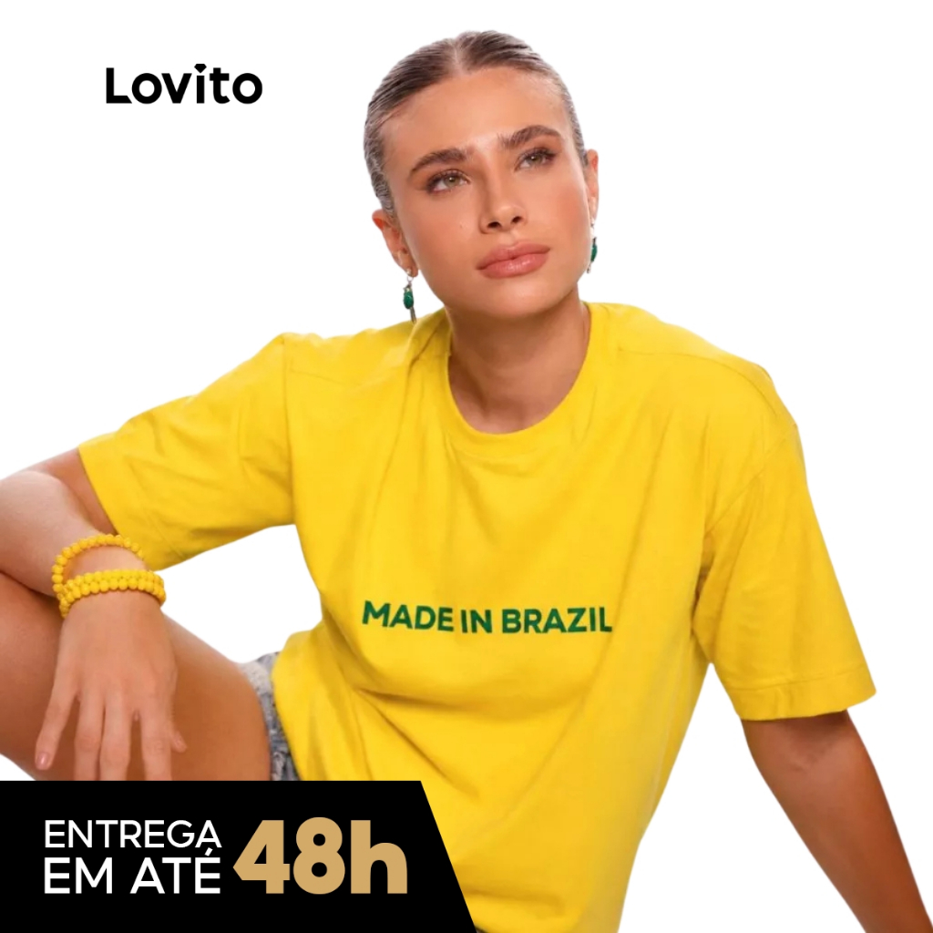 Imagem Lovito Camiseta Casual Feminina Brasil Core Copa do Mundo Made In Brazil TSB17351765