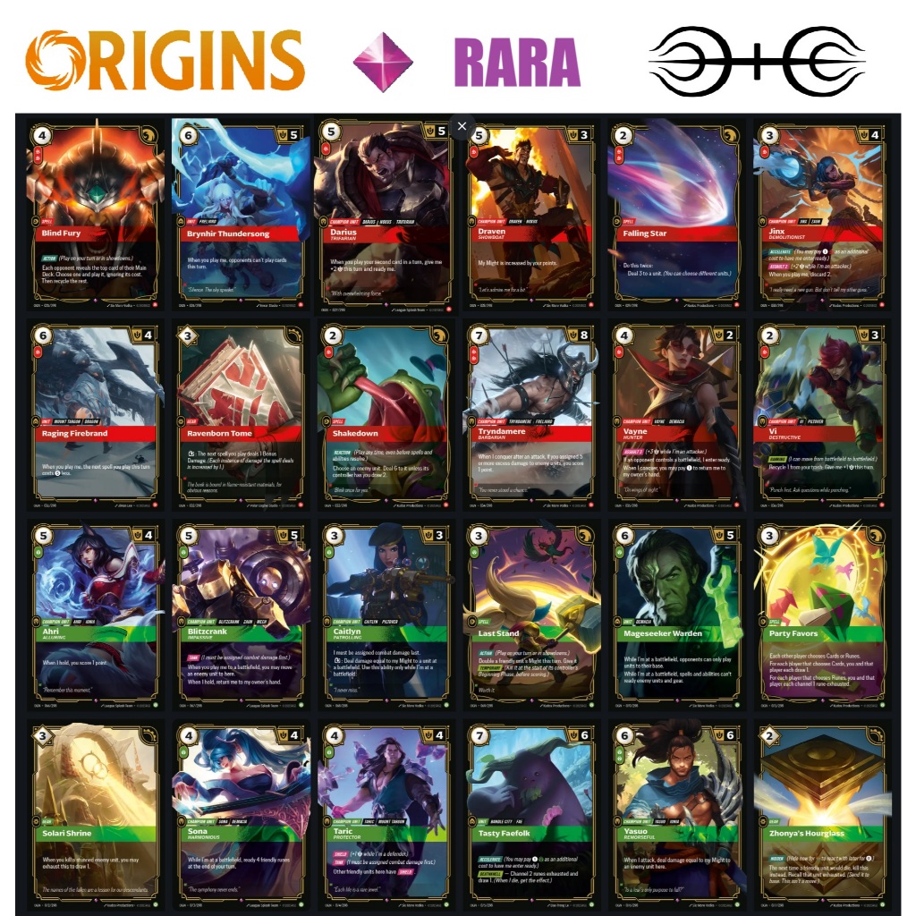 Cartas Riftbound Origins Raridade Rara - League Of Legends