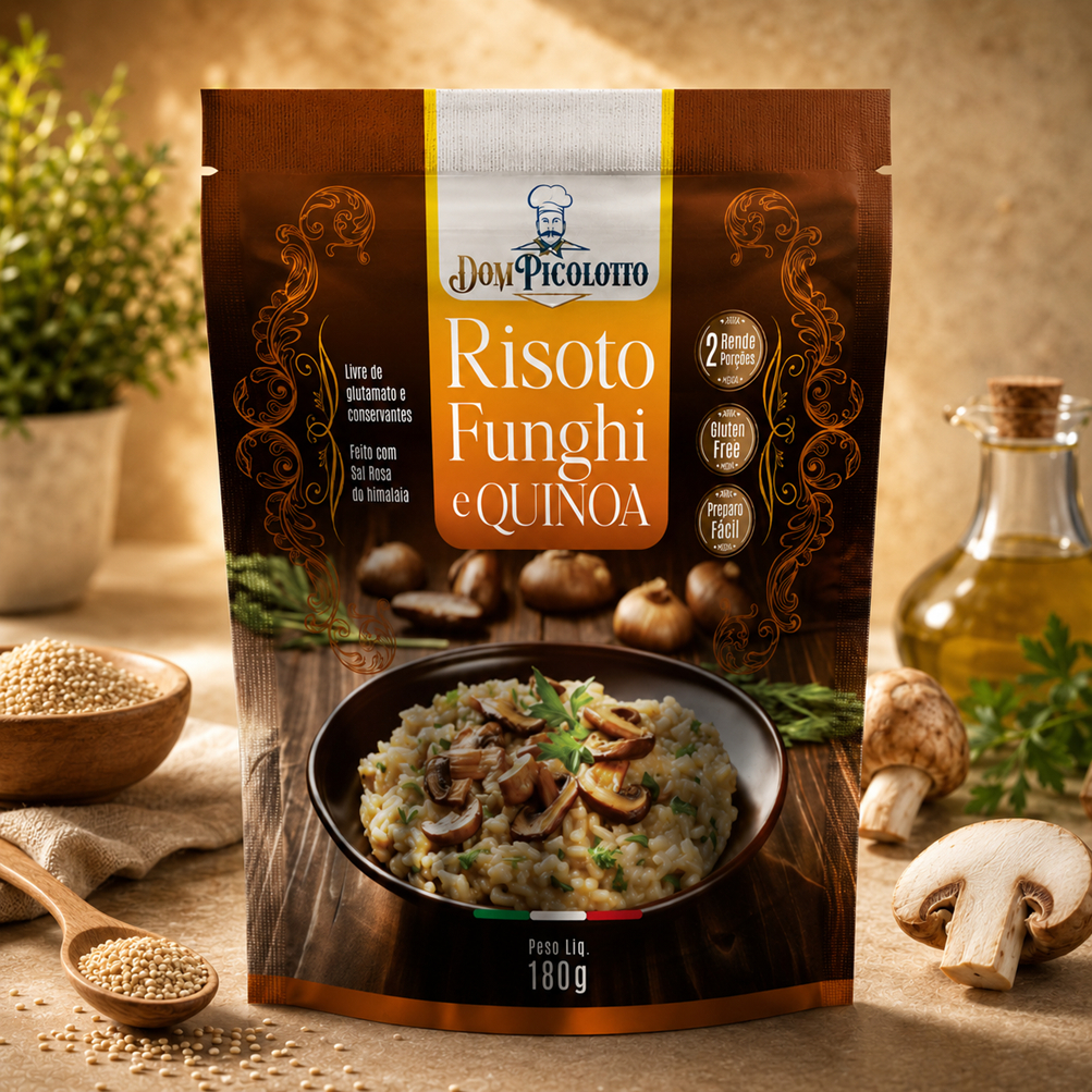 Risoto Funghi e Quinoa | Sabor e Praticidade | Rende 2 Porções | Dom Picolotto