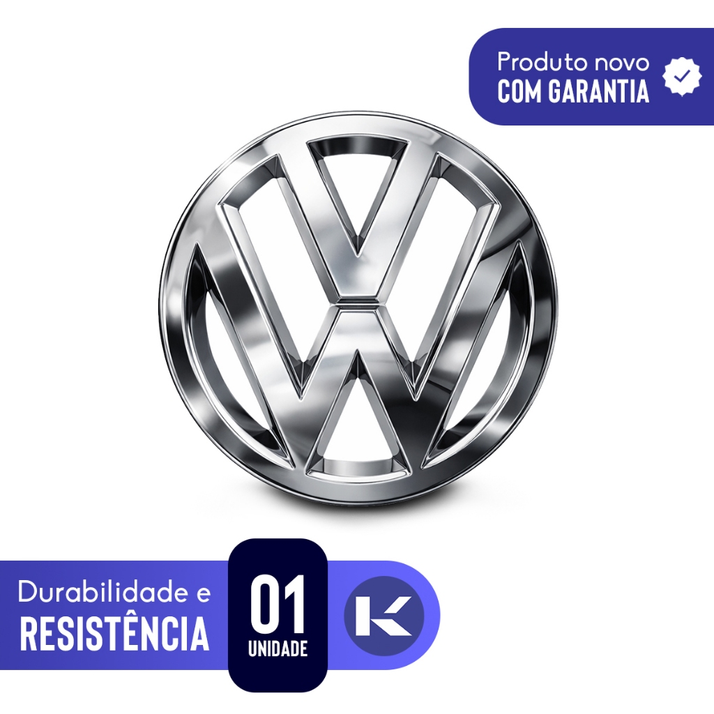 Emblema Cromado Grade Dianteira VW Gol Quadrado 1980 a 1990 — imagem 2 de 2