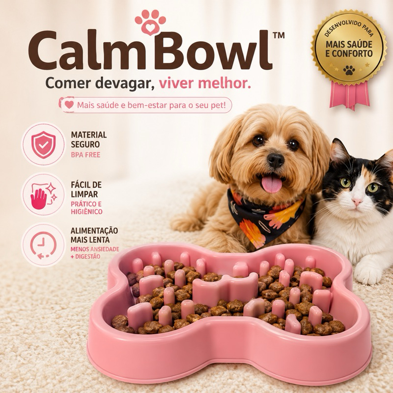 Comedouro Lento para Cães CalmBowl™ Antiansiedade Slow Feeder 19,5cm | Alimentação Saudável