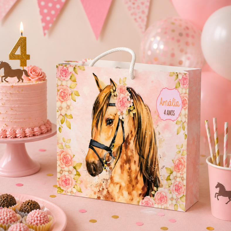 Kit Festa Sacolinha Personalizada Haras Menina | Lembrancinha de Aniversário