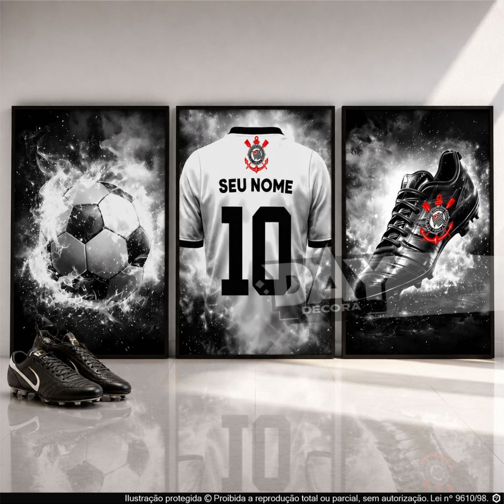 Quadros Decorativos do seu Time de Futebol do Coração Personalizado Com Nome