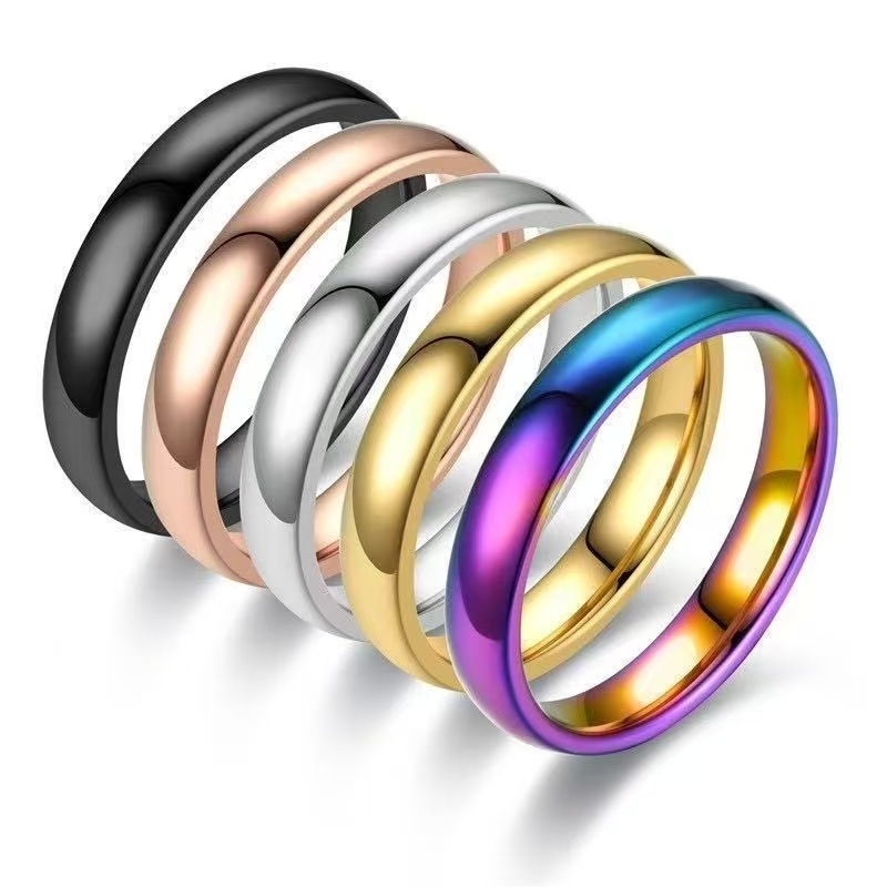 Anel Aço Inox 316l Masculino Feminino Moderno Estilo ,A face é curva, largura 4 mm