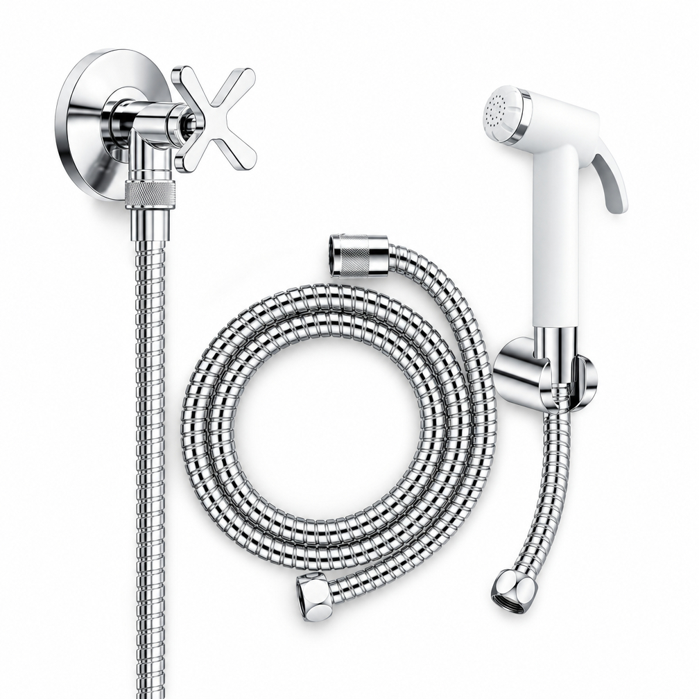 Ducha Higiênica Metal Preto Fosco Completa Registro 1/4 Volta Mangueira 2 Metros Alta Resistência Banheiro