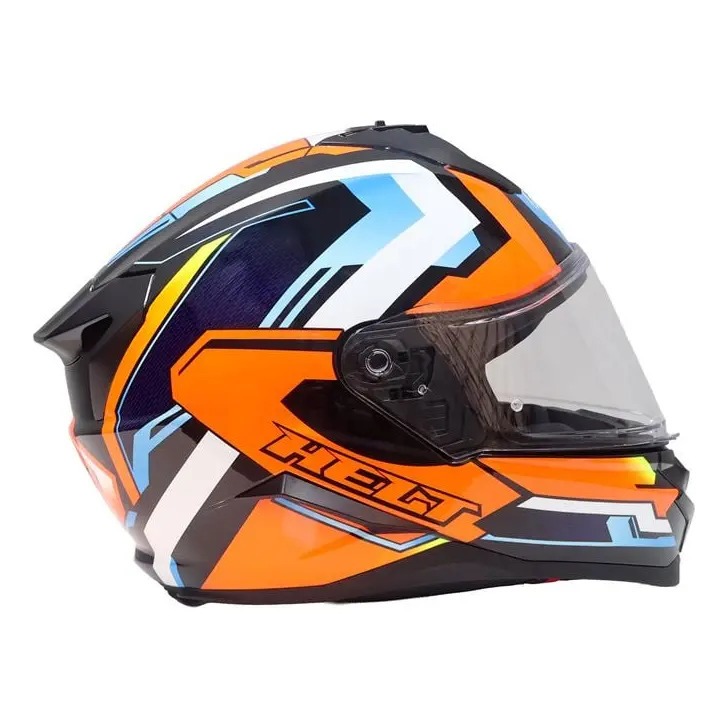 Capacete Helt Tracker Glass Ground Laranja Branco Azul Brilho Original Fechado Moto
