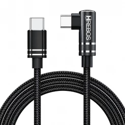 Cabo Gamer Carregador Rápido Tipo C USB- C Em L 90 Graus 60W Turbo 3.0A 2M Trançado Celular Hrebos