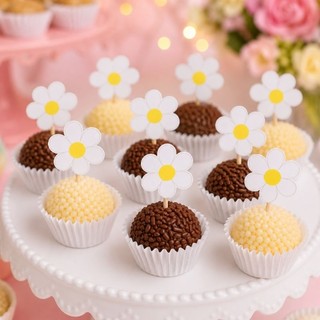 topper para docinhos margarida 3cm/tag para brigadeiro/ 20,30 ou 50 unidades/festa infantil/jardim encantado