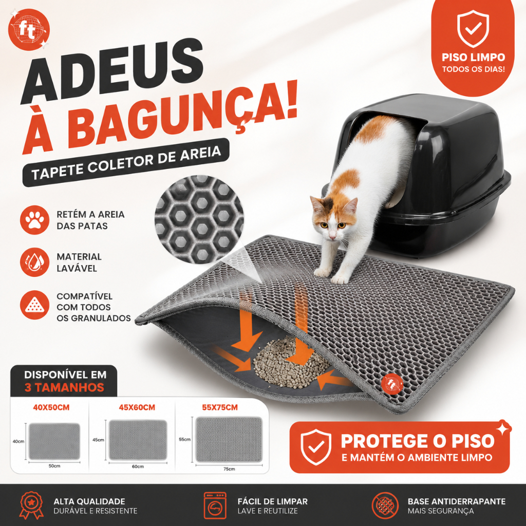Tapete Higiênico Para Gatos Tapete Coletor de Areia para Caixa de Areia Para gato EVA Tamanho Grande