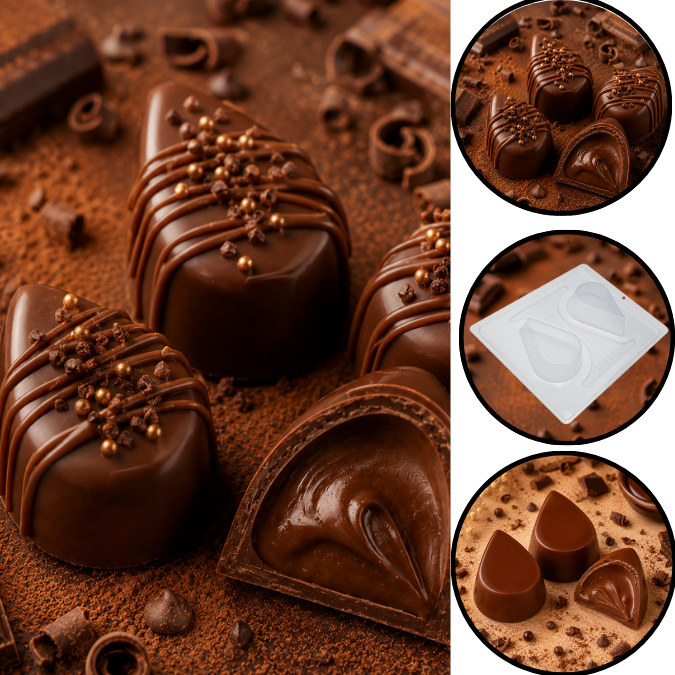 1~5 Forma Silicone BWB (3 Partes) Cod 9545 - Chocolate De Colher Gota  95g(CHOCO)