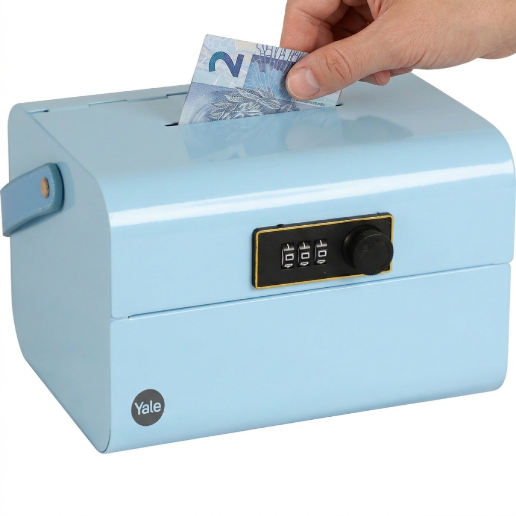 Cofre Infantil com Senha 3 Digitos Yale Cofrinho Educativo Azul