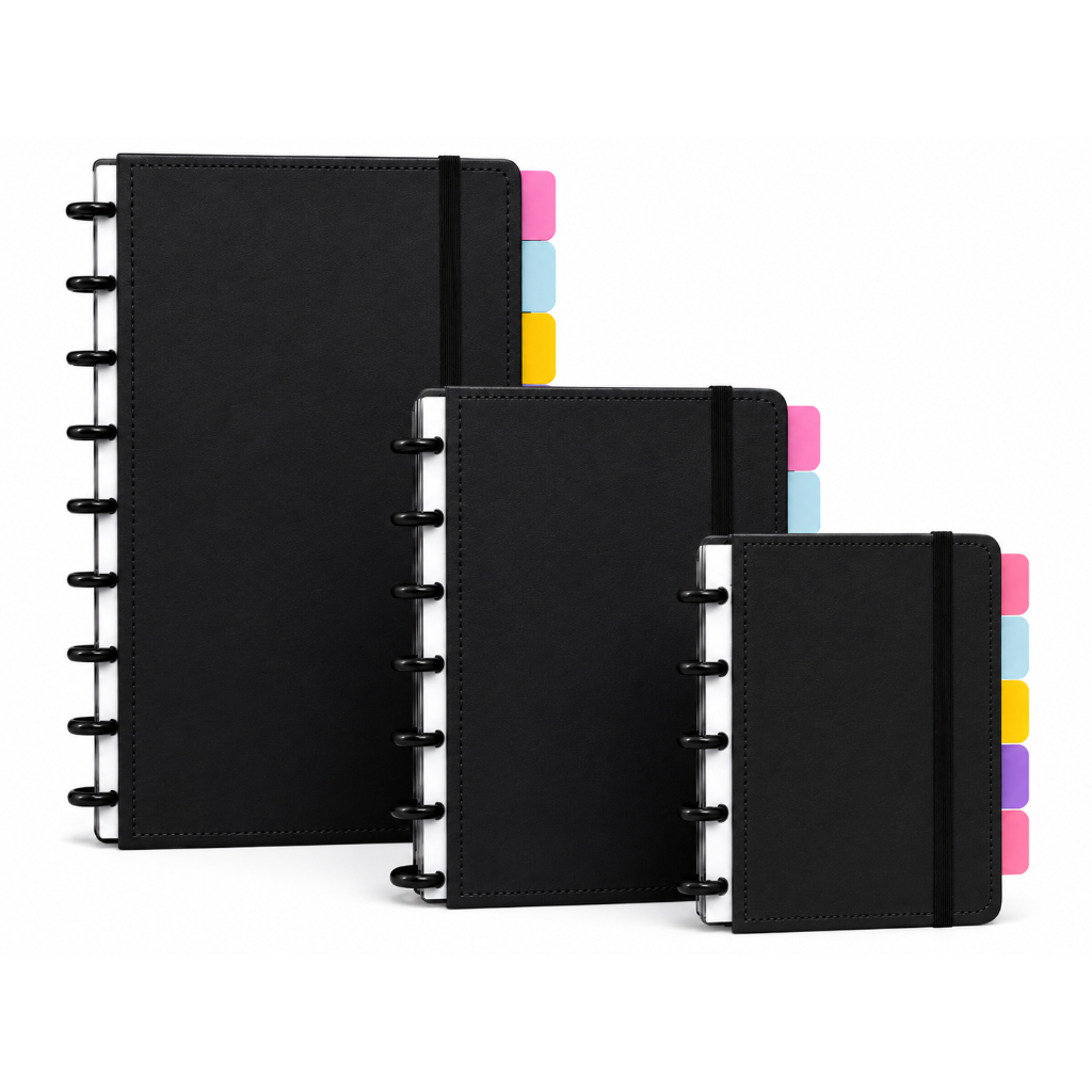 Caderno Grande tipo Inteligente Personalizado 8/10/11 Discos Capa Dura 80 Folhas Pautadas Escolar Planner Diário