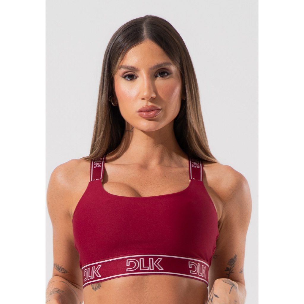 TOP FITNESS FEMININO COM BOJO E ALÇAS DE ELÁSTICO COM TULE NAS COSTAS ACTIVITY DLK
