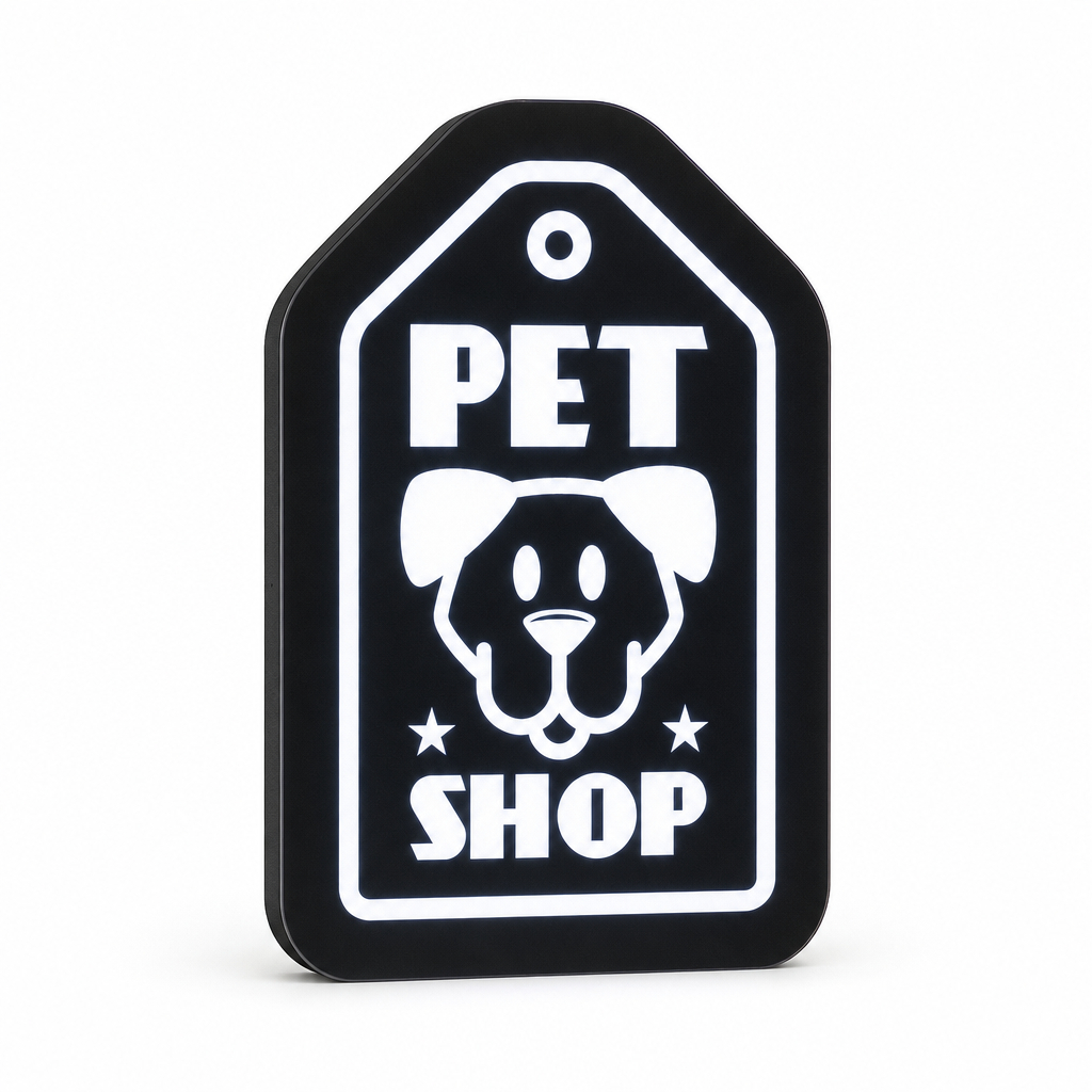 Letreiro Luminoso Pet Shop Etiqueta - Decoração Pet Shop
