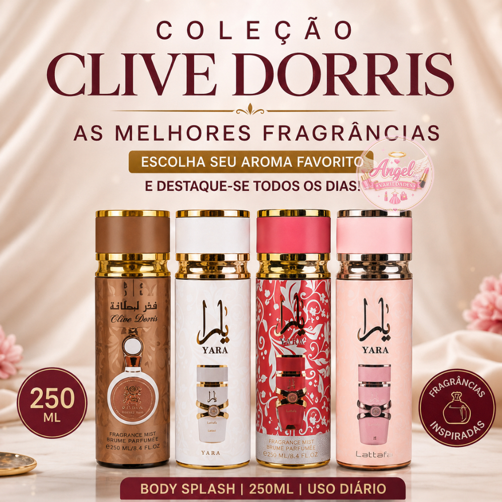 Body Splash Feminino Inspirações Árabes 250ml -Yaraa Tradicional-Candy-Moi-Fakhaar Perfume Corporal Longa Fixação