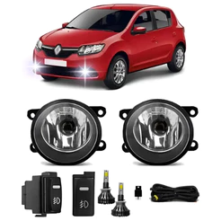 Kit Farol De Milha Sandero 2015 2016 Botao Modelo Original + Super LED 6500k