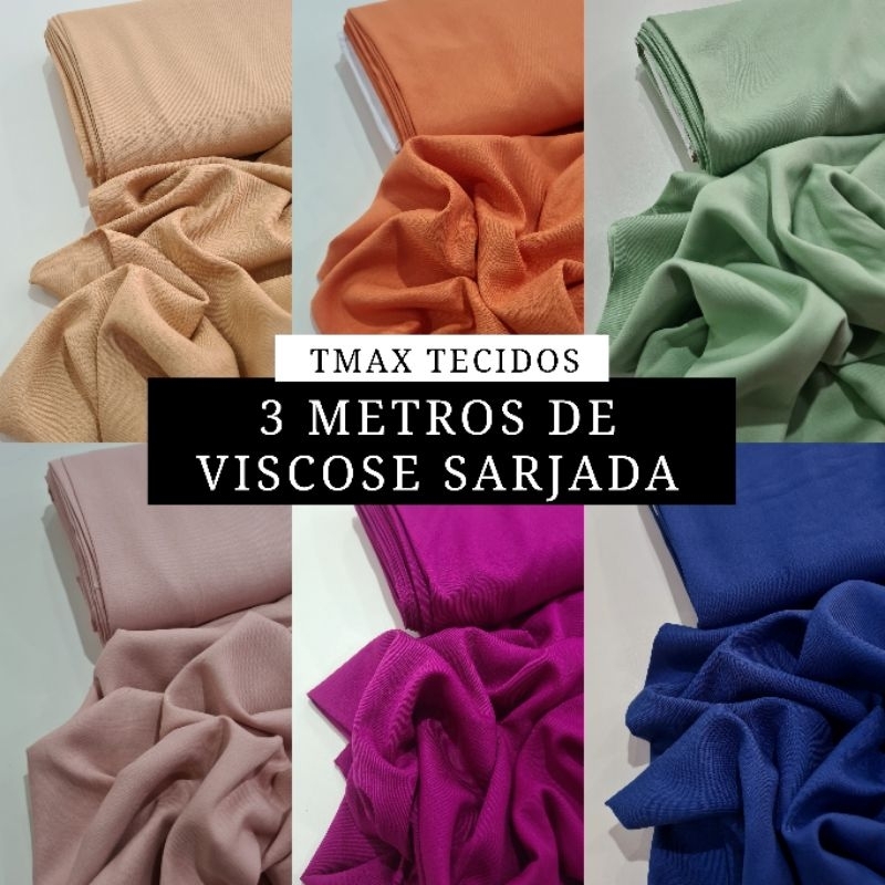 3 METROS DE TECIDO VISCOSE SARJADA (VESTIDOS, BLUSAS, SAIAS, KIMONOS) - 1,40M DE LARGURA