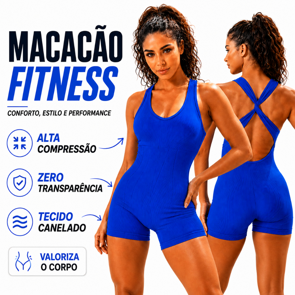 Macaquinho Feminino Fitness Academia Corrida Modelador Zero Transparência Compressão Poliamida