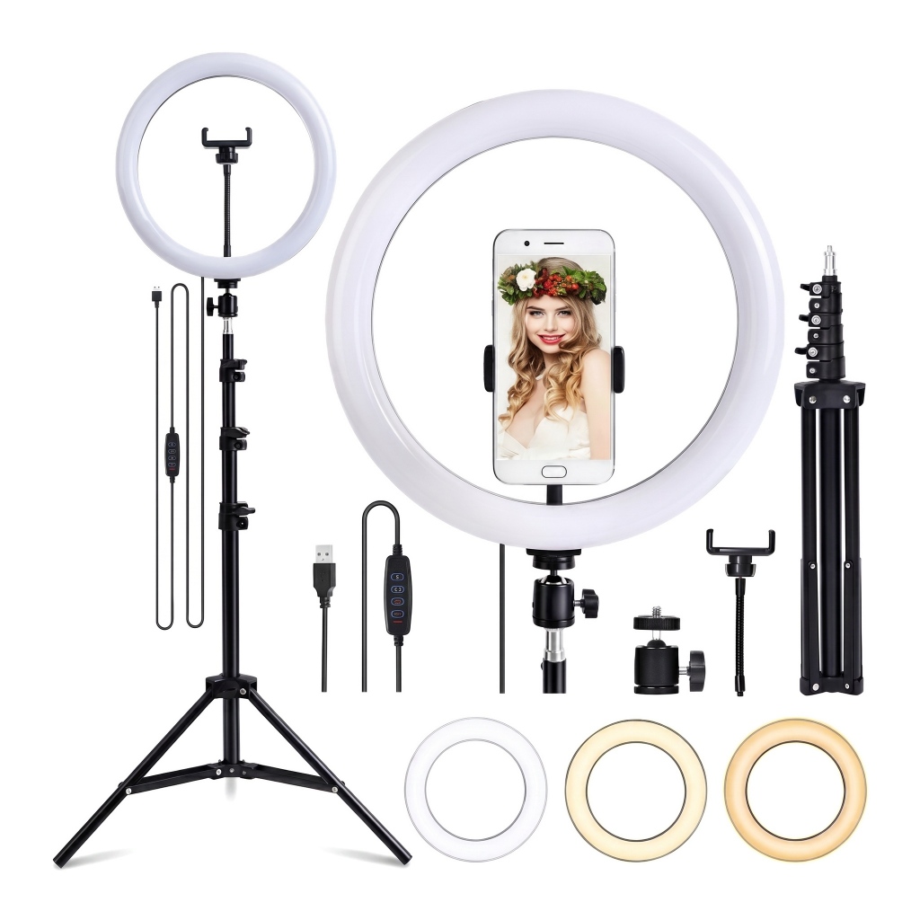 Ring Light Illuminator Kit de Anel de Luz com Tripé Profissional Kit de Luz de Anel para Selfie e Live