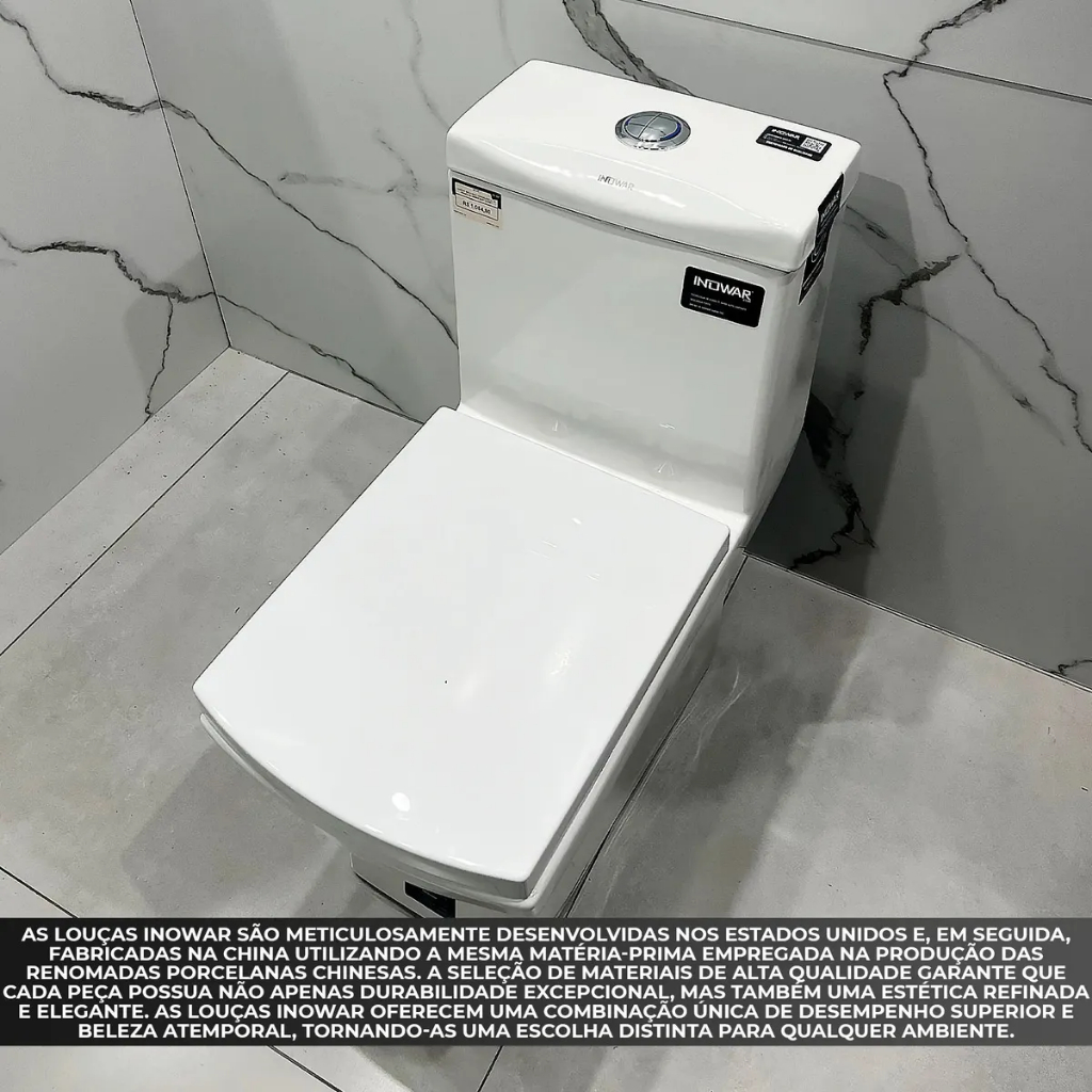 Vaso Sanitário Monobloco Branco Illus Com Caixa Acoplada Assento Soft Close Dual Flush Completo Inowar — imagem 2 de 2