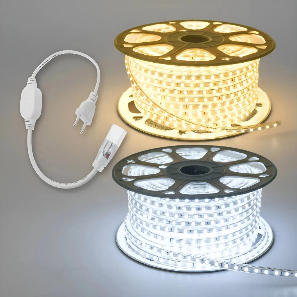1 a 10 Metros Fita Mangueira Led 5050 Branco Frio/Quente 110v/220v de + Fonte de Alimentação/Rabicho — imagem 1