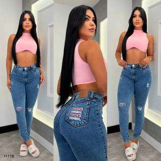 Linda Calça Jeans Feminina Sal E Pimenta Qualidade Premium