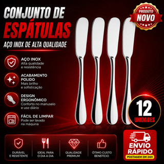 Conj 12  8 e 4 Peças Espátula Para Manteiga Patê Geleia Margarina Inox Para Cozinha e Restaurantes