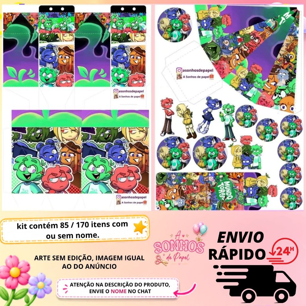 KIT COM 85/170 ITENS TEMA: MUNDO TORAJO LEMBRANCINHAS COM/SEM NOME - Envio Rapido