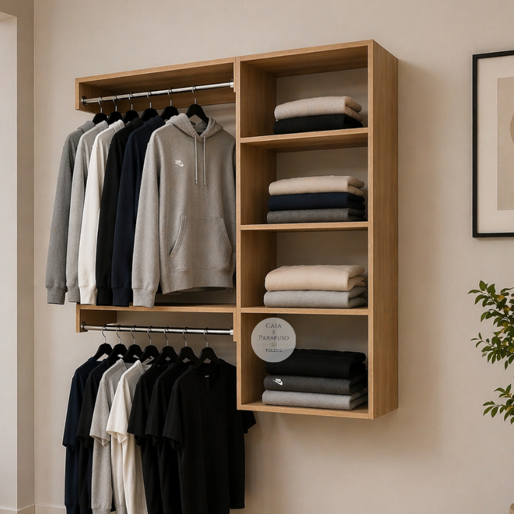 Closet Aberto Arara Suspenso De Parede Cabideiro  - Closet 67