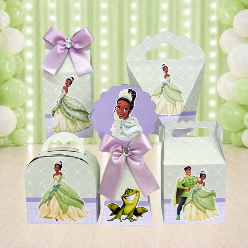 Kit Festa Tiana A Princesa e o Sapo Caixinhas para festa infantis lembrancinhas de aniversario mimos decoração personali