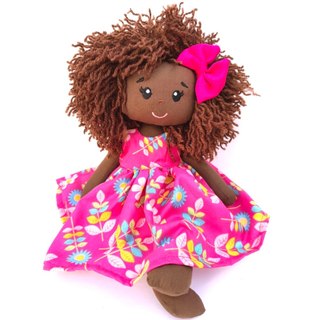 Boneca de pano artesanal 35cm para decorar, brincar, aniversário roupa removível