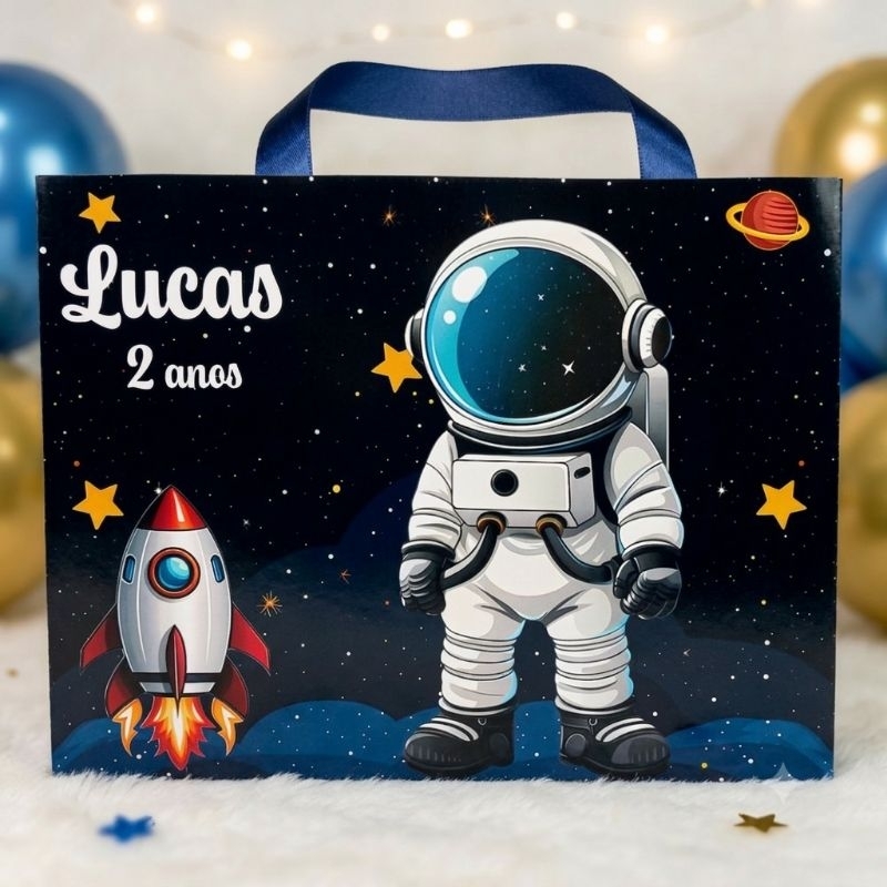 Sacolinha personalizada Astronauta tam G | lembrancinha Astronauta | festa | aniversario | mesversario