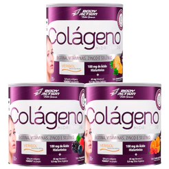 Kit 3x Colágeno Verisol Ácido Hialurônico Pote 200g Com Silício Orgânico e Biotina - Bodyaction