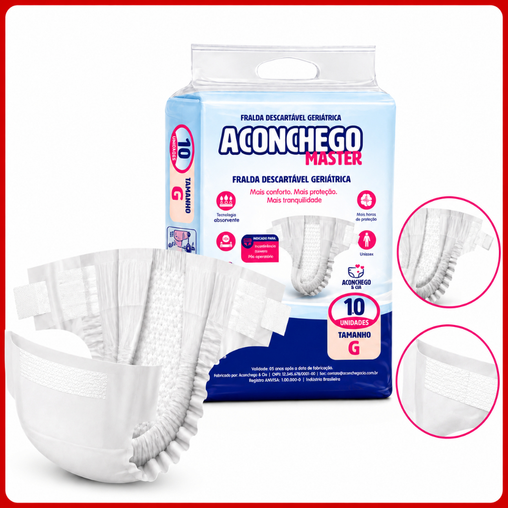 Fralda Geriátrica Descartável Aconchego Alta Absorção 10 Un