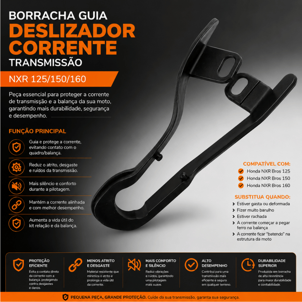 Borracha de Guia Corrente Transmissão Nxr Bros 125 150 160 Modelo Original — imagem 2 de 2