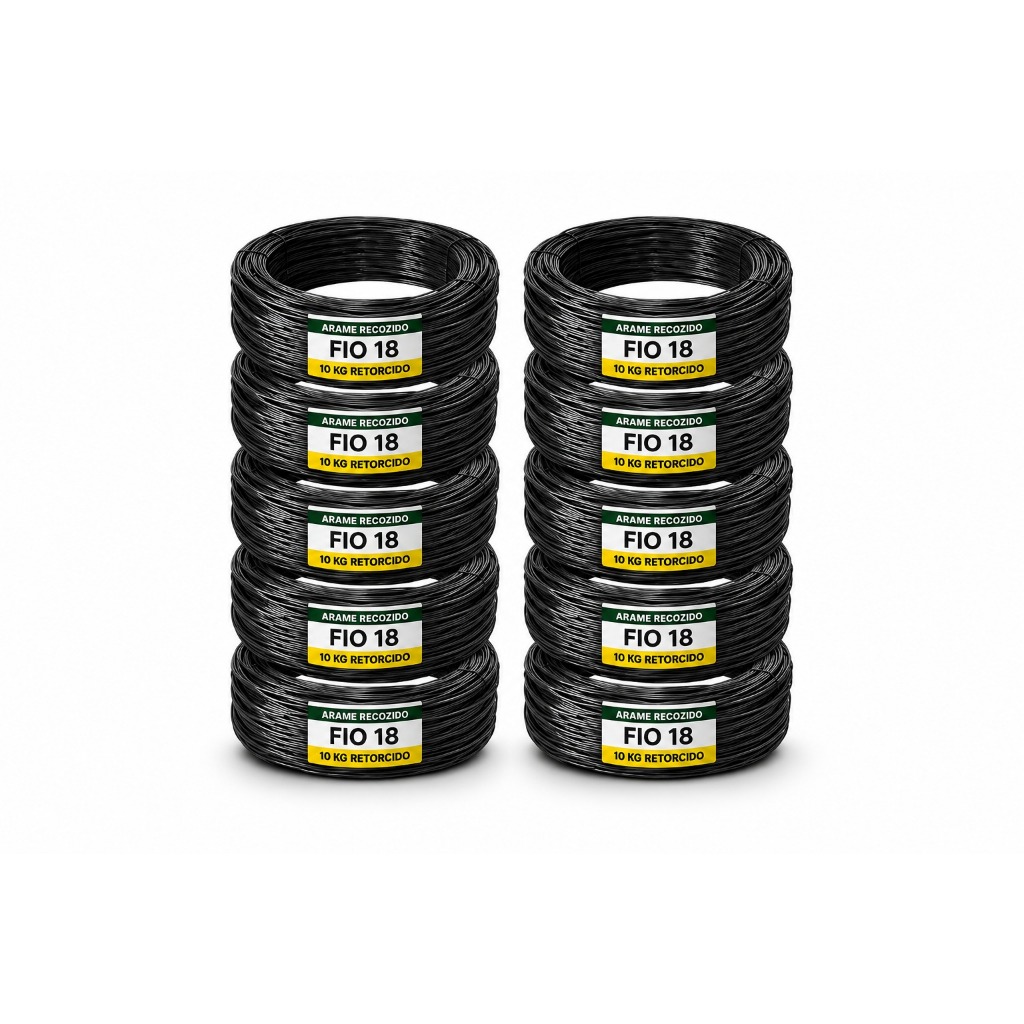 Kit 10kg Arame Recozido Torcido BWG Fio 18 10 Rolos 1kg Amarração Firme Prático Construção Rural