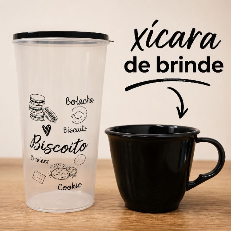 Pote Redondo transparente hermético 2,5 Litros - Macarrão/ Biscoito OU jogo 5 peças mantimentos Pintura a mão