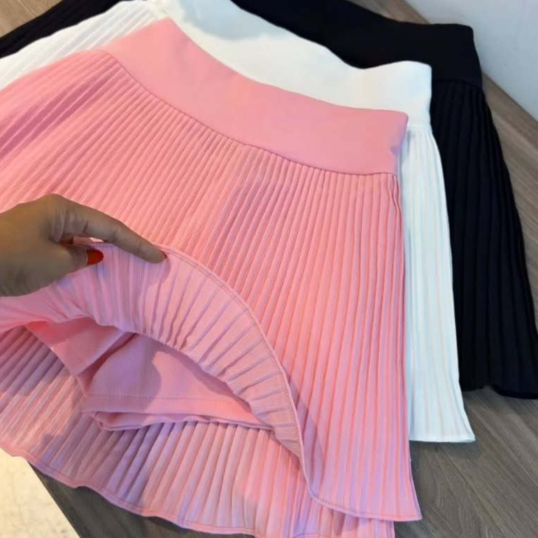 Short Saia Plissada Feminina Cintura Alta Moda 2026 Elegante Casual Verão Saia ShortsEstilo Coreano.