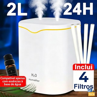Umidificador De Ar E Aromatizador Grande 24H Com 2 Saídas De Ar 3 Em 1 Multifuncional Com LED