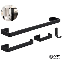 Kit de Acessórios Para Banheiro Preto 4 Peças em Inox