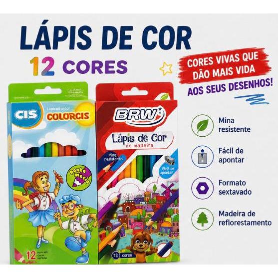 Lápis de Cor 12 Cores