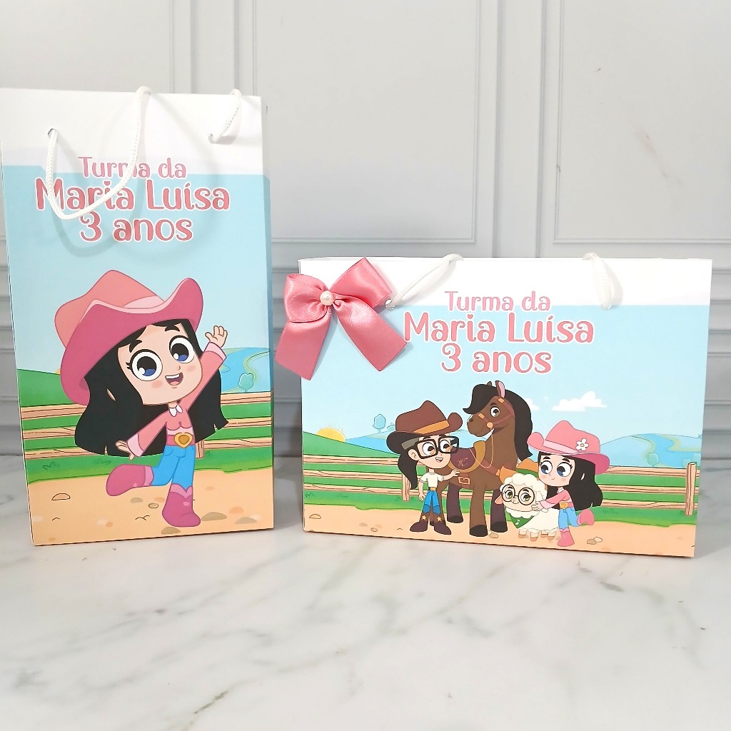 Sacolinha Personalizada Turma da boiadeirinha Pegue e Monte Cowgirl Maleta Lembrancinhas Aniversário