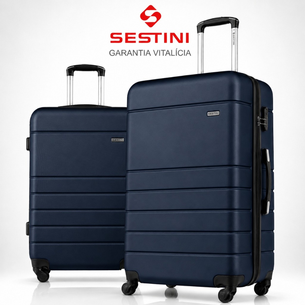 Mala de Viagem 23kg SESTINI, Original, Padrão ANAC p/ Despachar Super Resistente e Espaçosa