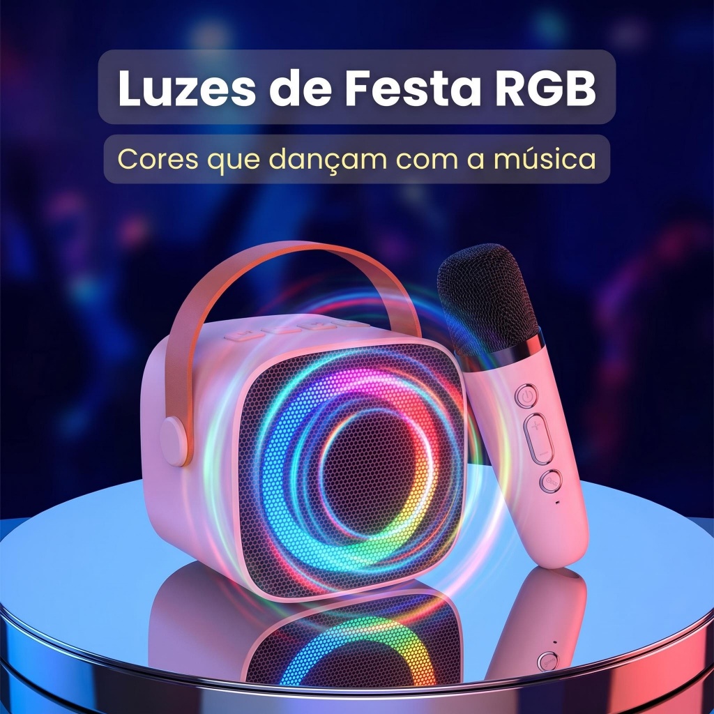 Caixa de Som Bluetooth Microfone Karaokê Portátil Casa
