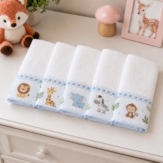 KIT COM 6/10 TOALHINHAS DE BOCA BEBE BABETE FELPUDA 23X30CM LINDAS ESTAMPAS PJ FLOWERS