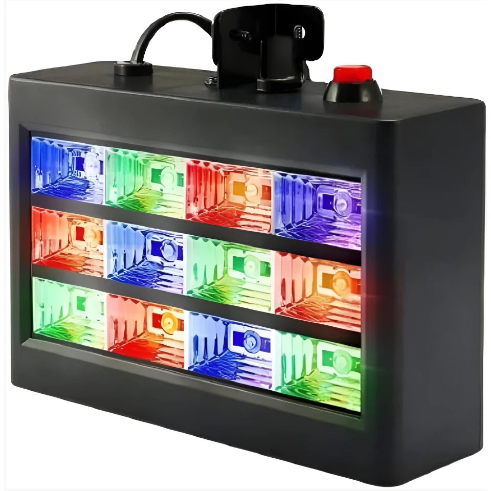 Strobo 12 Leds Rgb/branco 15w Rítmico Bivolt Automático Bivolt Iluminação Festa Balada DJ