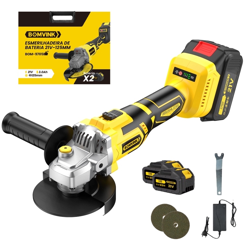 Esmerilhadeira Lixadeira Angular sem Fio Brushless Com 2 Baterias Politriz/Lixadeira/Rebolo