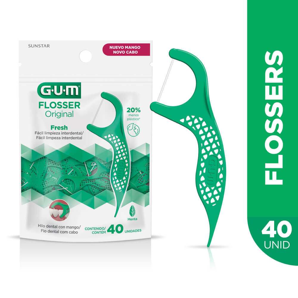 Fio Dental Com Haste Gum 40 unidades Sabor Menta Flosser