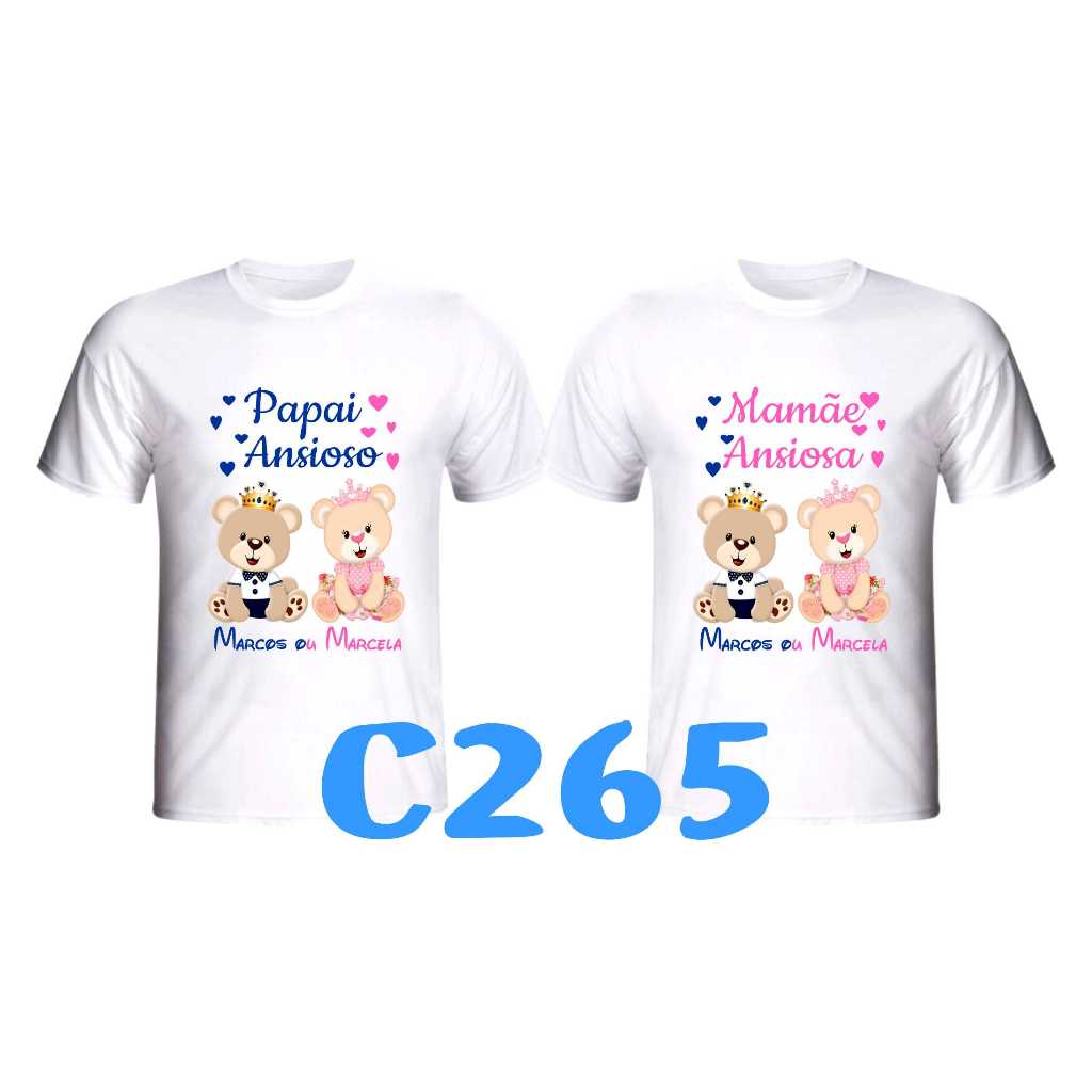 Kit 2 Camisetas Para Chá de bebê ou Chá Revelação Personalizada